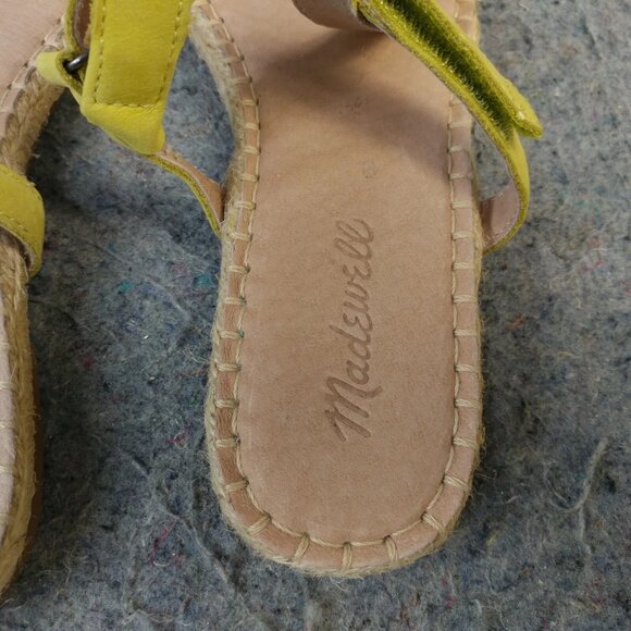 Madewell The Hallie Espadrille Sandals Womens Size 7.5 Shoes Yellow Leather - Picture 10 of 12